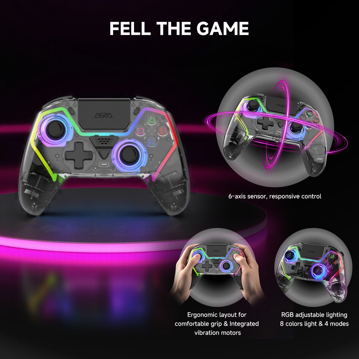 PS5 wireless bluetooth, gamepad, RGB macro programming, android ios pc, steam, macp5, console controller
