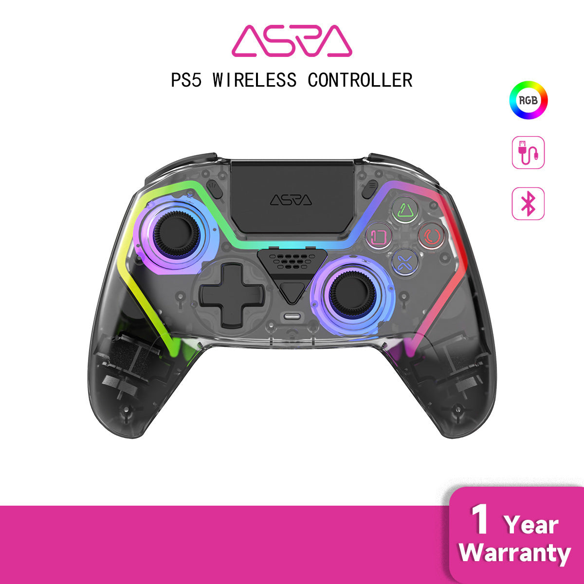 PS5 wireless bluetooth, gamepad, RGB macro programming, android ios pc, steam, macp5, console controller