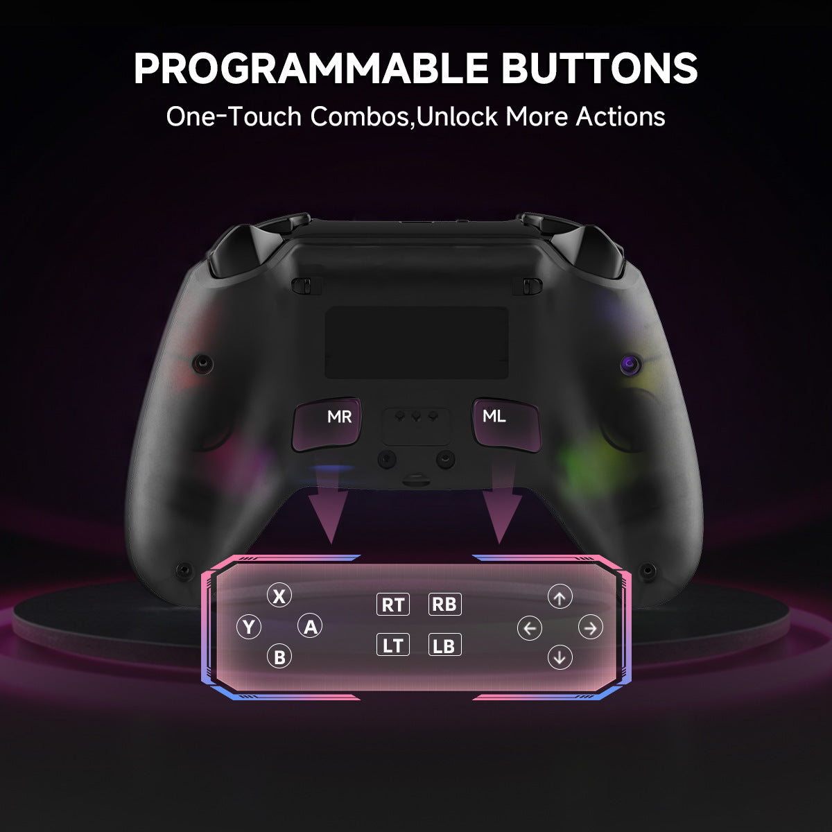 PS5 wireless bluetooth, gamepad, RGB macro programming, android ios pc, steam, macp5, console controller