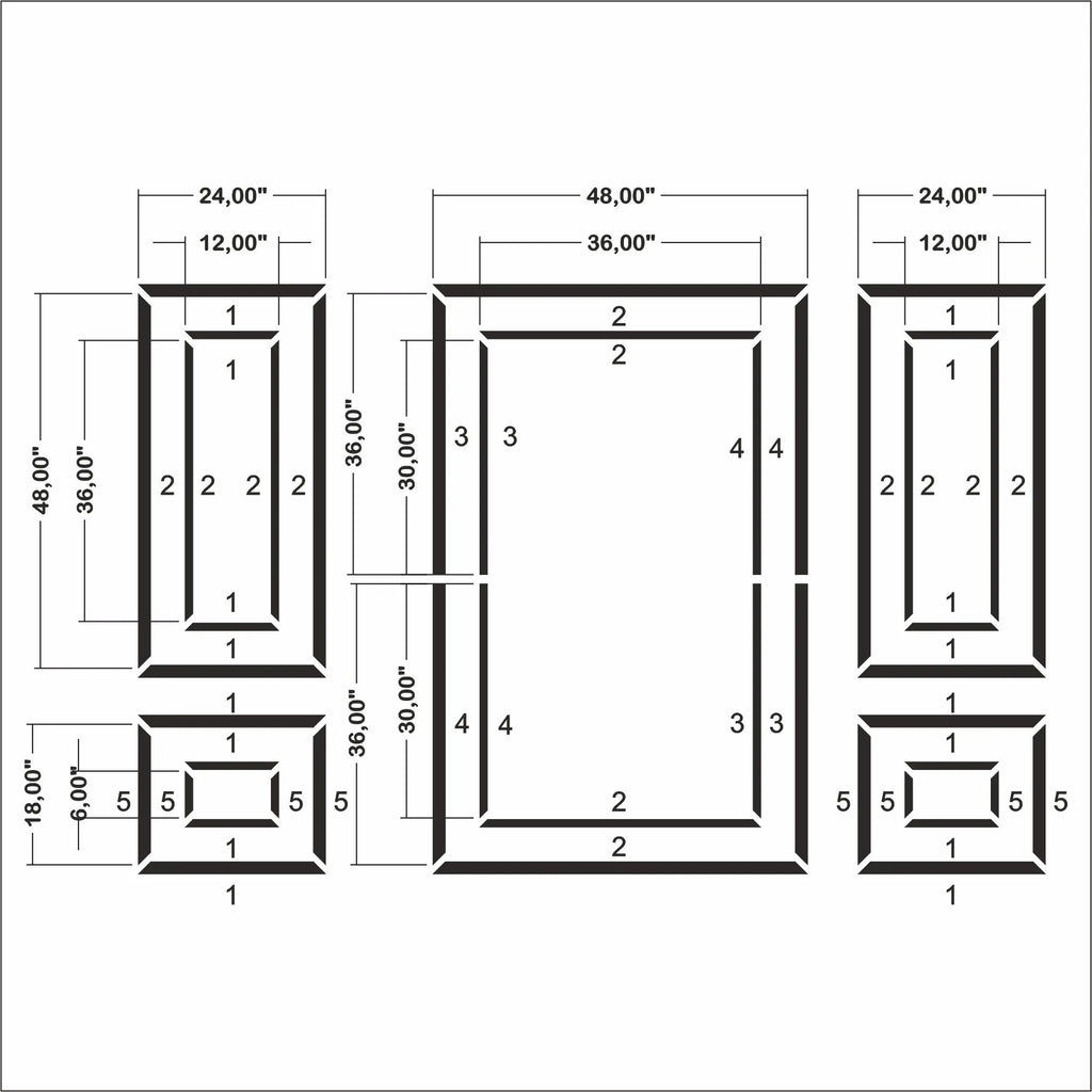 Wall Moulding Kit - 3 Upper & 2 Bottom Frames | Easy Installation