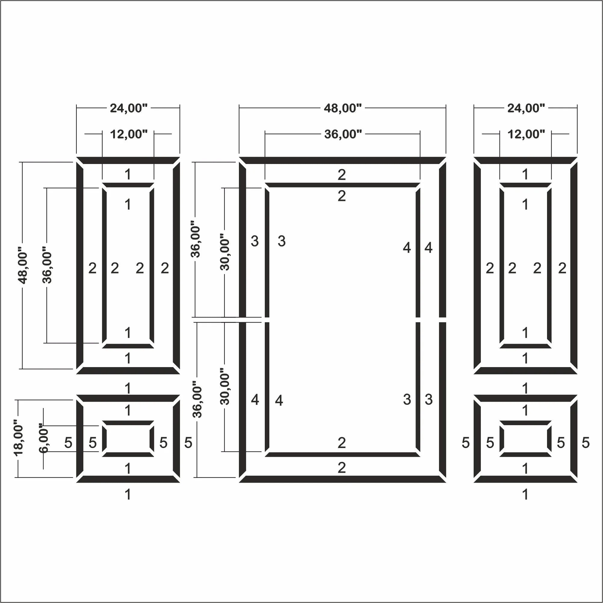 Wall Moulding Kit - 3 Upper & 2 Bottom Frames | Easy Installation
